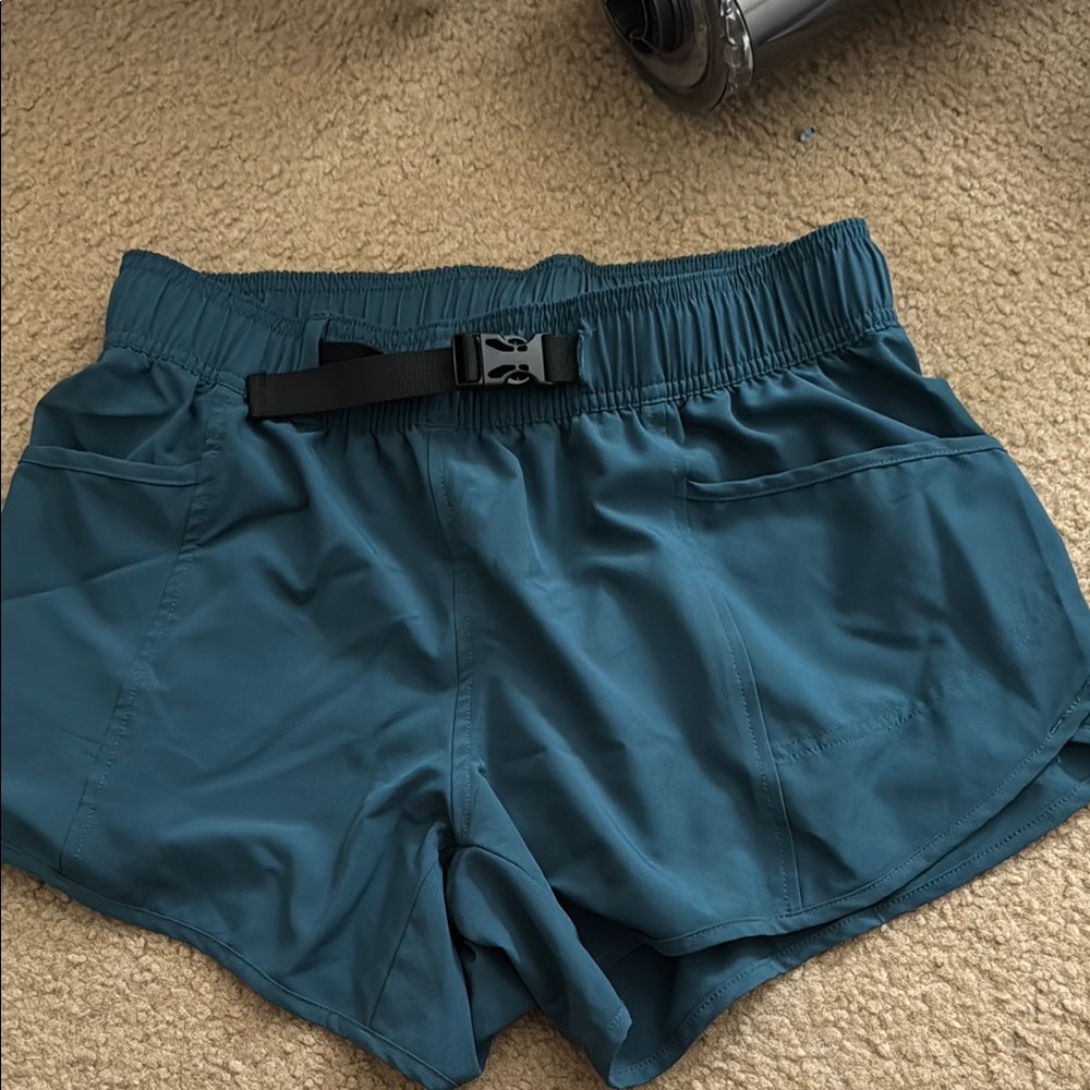 Teal Women's Shorts with Adjustable Belt